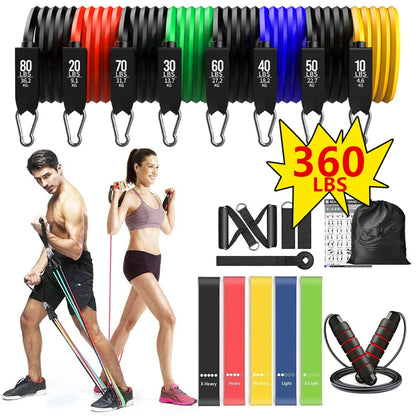 360lbs Fitness  Resistance Bands Set